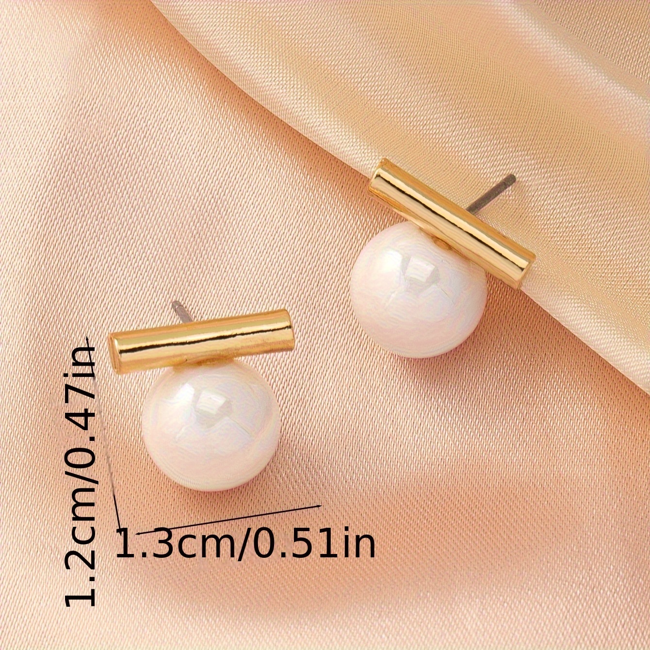 Golden Stick Faux Pearl Dangle Earrings